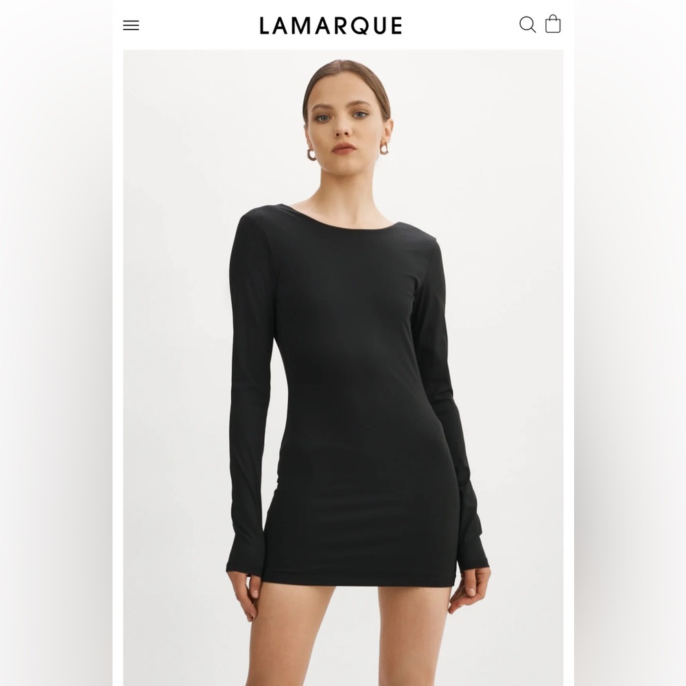 NWT LAMARQUE Black Open Back Long Sleeve Mini Dress - Size XS